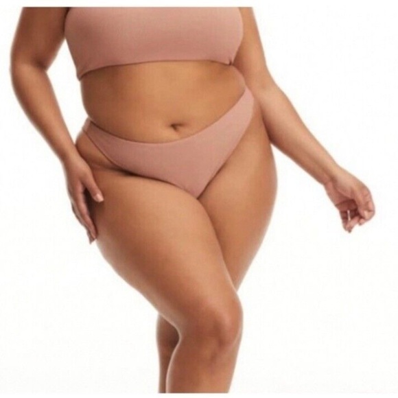 Good American Ribbed Cheeky Bikini Bottom in Desert Rose - Picture 1 of 8